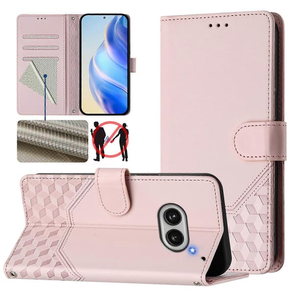 RFID-mobilfodral i läder med bikakeprägling Pink For Nothing Phone 2a