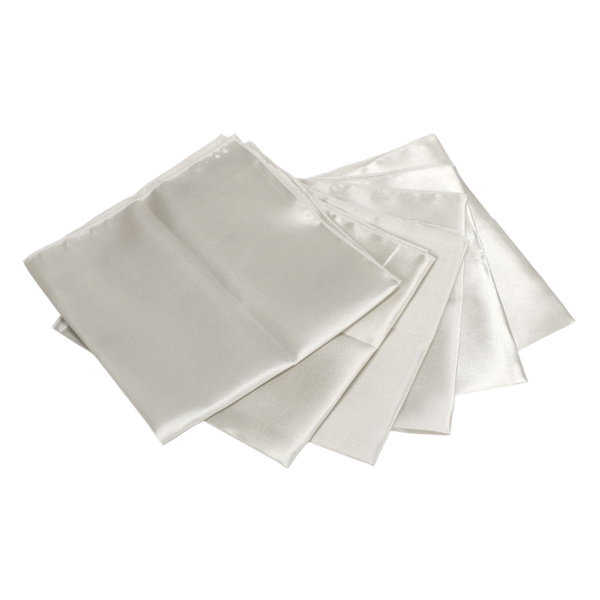 HT 24 stk firkantede satengservietter 17x17 tommer myke og blanke servietter til bryllup, fester og seremonier i hvit farge. White