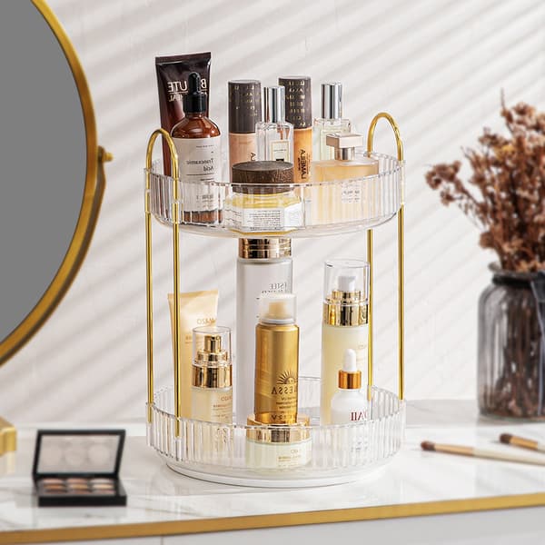 360 Graders Make-up Organizer til Toilettet, 2-lags Stor Kapacitet transparent