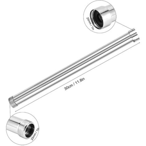 30 cm Duscharm, G3/4 Duscharmsförlängning, Duschhuvudsförlängare, Underhuvud Krom Kopparrör Tillbehör Duschhuvud Ex
