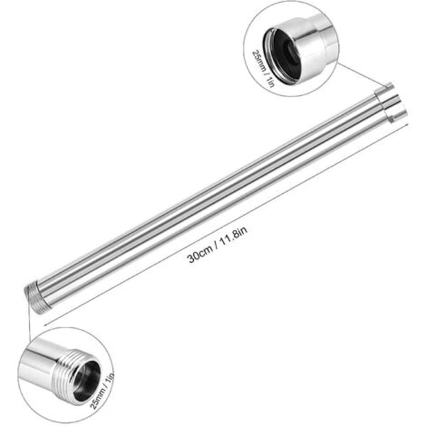 30 cm suihkuvarsi, G3/4 suihkuvarren jatke, suihkupään jatke, alaosa kromi kupariputki lisävaruste suihkupää Ex