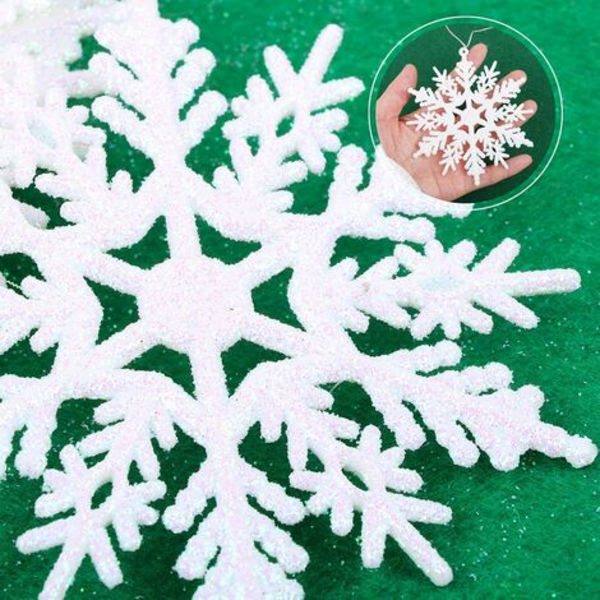 20stk juledekorative snøfnugg til juletre - Diameter: 10cm - Hvit