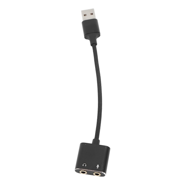USB Lydadapter Aluminiumlegering Sort Plug Play USB til 3.5mm Jack Lydkort til Stationære Bærbare Computere