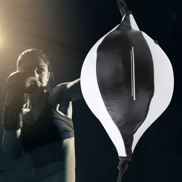 Oppustelig dobbelt endepunchingbold Speed Rebound Ball Boksetræningsudstyr Sort Hvid