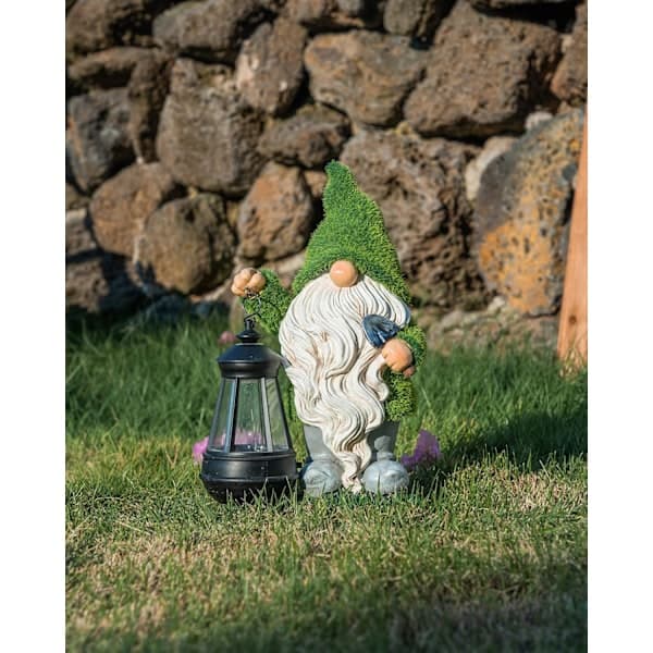 Sjov Havetomte med Lygte, Gonk Statue Udendørs Solcelle Havdekoration