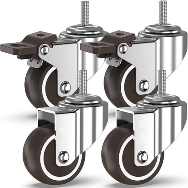 ELLE-4 svingbare hjul med gjengestenger, møbelhjul, hjul med bremser for industriell transport av brett (50 m)
