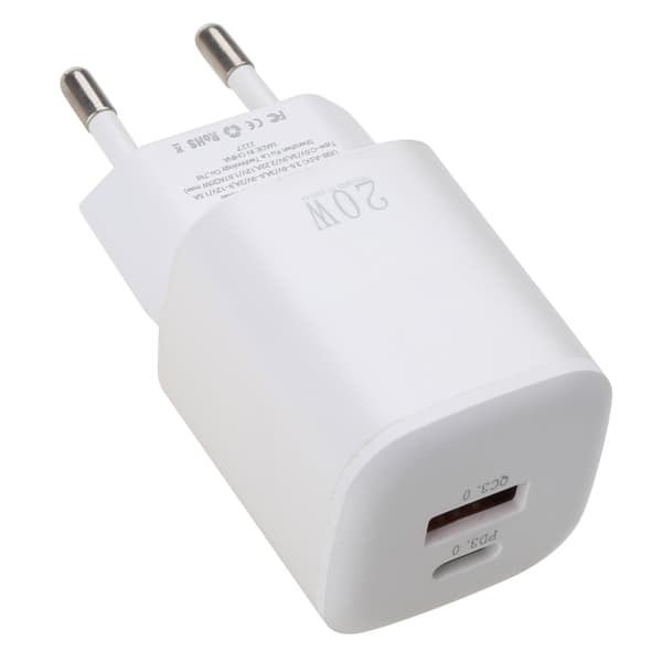 PD + QC3.0 hurtiglader USB C-lader 20W PD-strøm Rask vegglader, Type C-lader for alle USB/Type-C-enheter[ht]