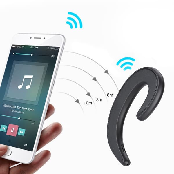 Trådløse Bluetooth hovedtelefoner uden ørepropper, smertefri at bære, vandtætte (sort)