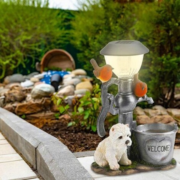 Havedyr solar figur dolar lampe udendørs egern harpiks havestatuer til haveklatring terrasse havearbejde solenergi