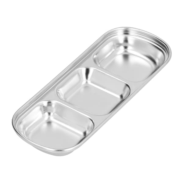 Krydderfad i rustfrit stål fortykket hot pot sauce opdelt gitter snackfad til kantine 3 gitre