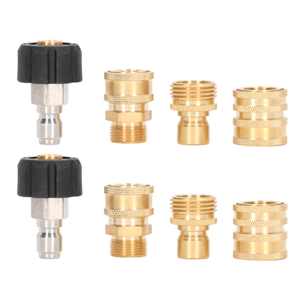 8PCS Högtryckstvätt Adapter Kit Snabbkoppling Metallkopplingar för Biltvätt