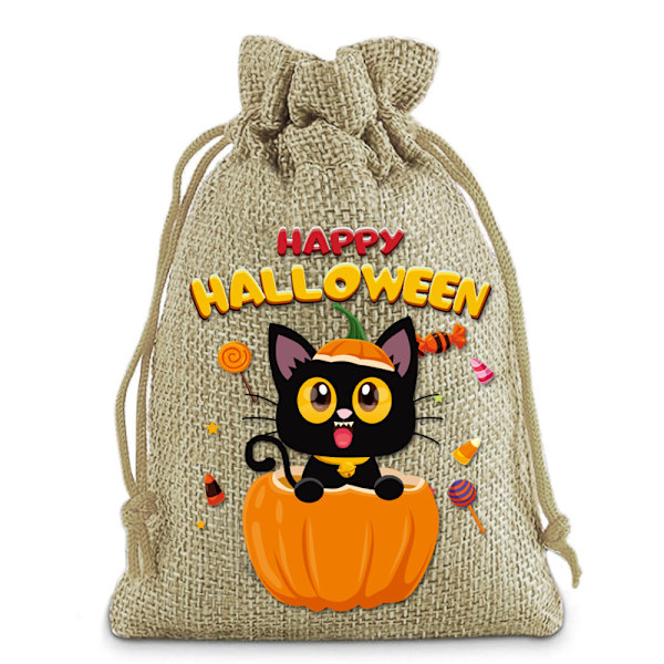 2024 Ny Halloween Linne Dragkedja Väska Dragkedja Förvaringsväska Födelsedagsfest Barn Presentväska Godisväska Primary color 10*14cm