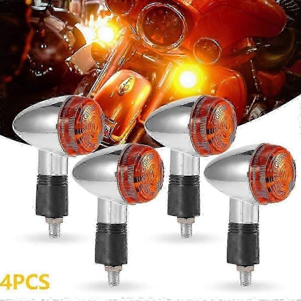 Motorsykkelblinklys Krom Front Baklys for Chopper (4 stk) Utgave 0718 5 5