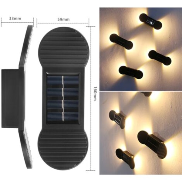 Utendørs solar lanterner lampe, 2LED Ønskelys