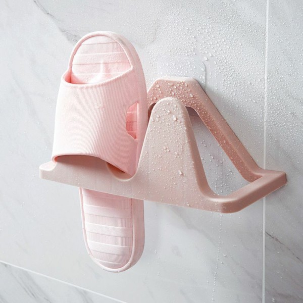 Yleinen ripustettava kenkäteline, seinään kiinnitettävä kenkäteline tarttuvilla ripustusnauhoilla, ripustettavaksi ovelle, kylpyhuone, keittiö (vaaleanpunainen) 24*10*4cm