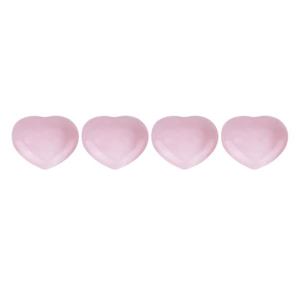 Rose Quartz Hjerteformet Pink Krystal Healing Sten Dekoration 4 Stykker