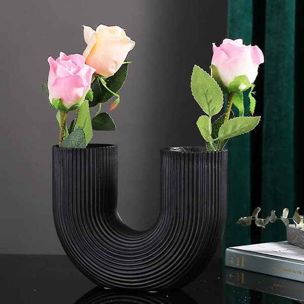 U-formet Vase Æstetisk Blomstervase Moderne Tørrede Blomster Harpiks Blomsterpotte Cachepot Til Blomster Kontor