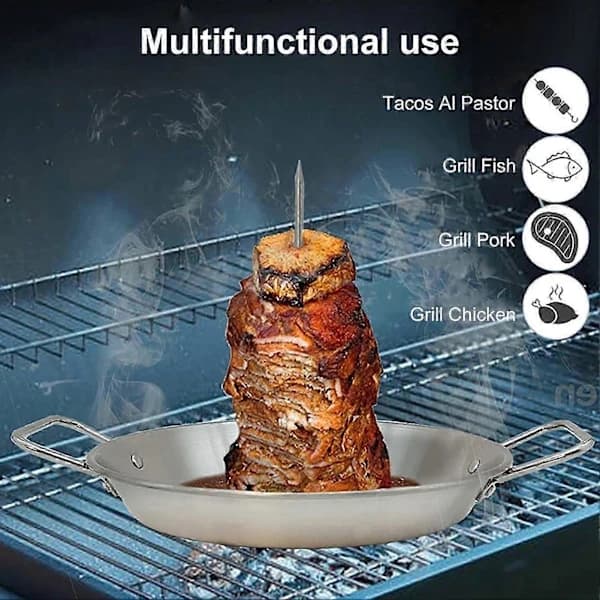 Vertikalt Shawarma Spydstativ Rustfritt Stål Grillpanne Med 3 Avtakbare Spyd for Steking 9 Tommer[ht]