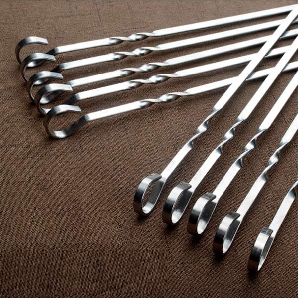 Husholdnings grillpinde i rustfrit stål fortykkede flade pinde 41cm 10 pinde