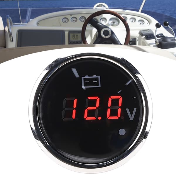 2 Tommer Batterispændingsmåler LED Digital Display IP67 Vandtæt Smart Alarm Universal til Båd Bil Sort