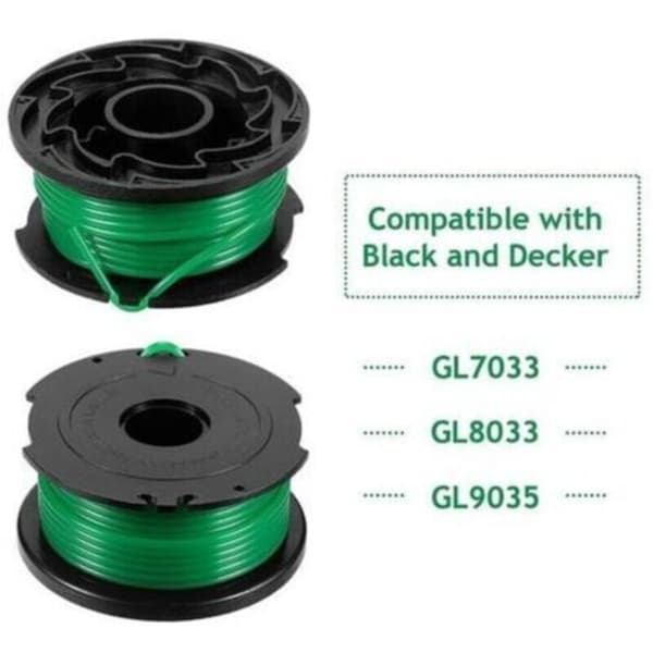Pakke med 6 spoler med trimmertråd til Black and Decker GL7033, GL8033, GL9035, 6 m,