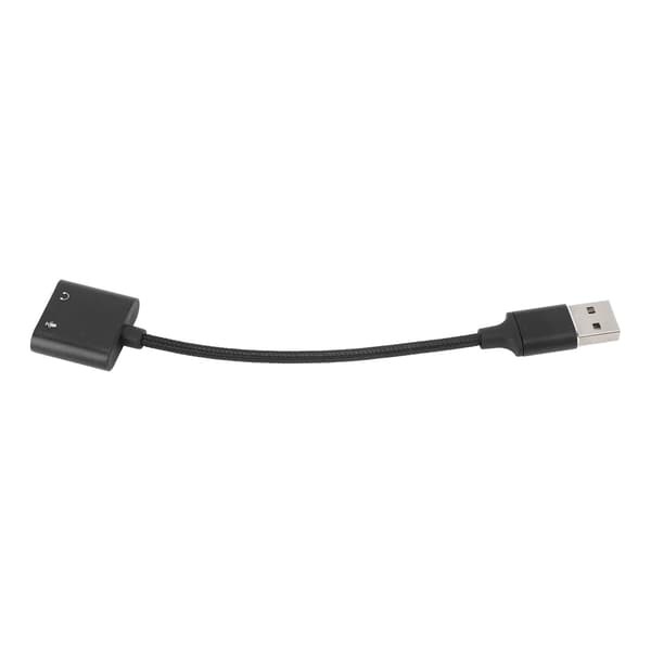 USB Lydadapter Aluminiumlegering Svart Plug Play USB til 3,5 mm Jack Lydkort for Stasjonære Bærbare Datamaskiner