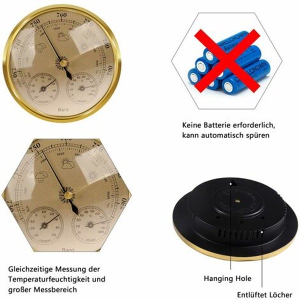 Analog väderstation - Analog väderstation för inomhus och utomhus - Består av barometer, termometer och hygr