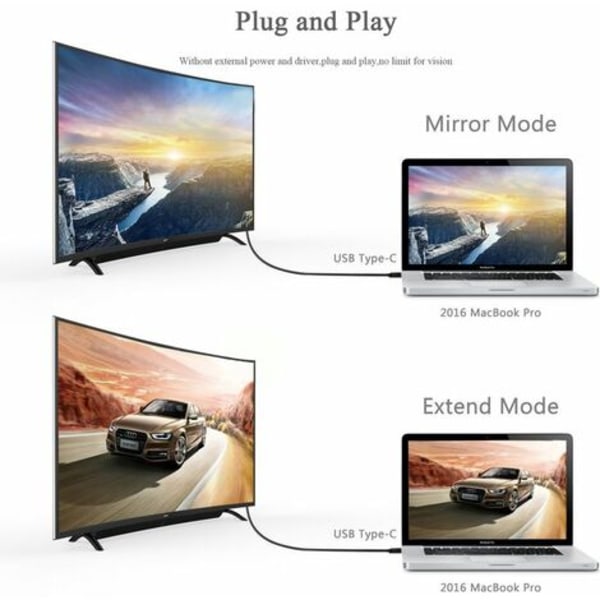 Hizek USB Type C till HDMI-kabeladapter