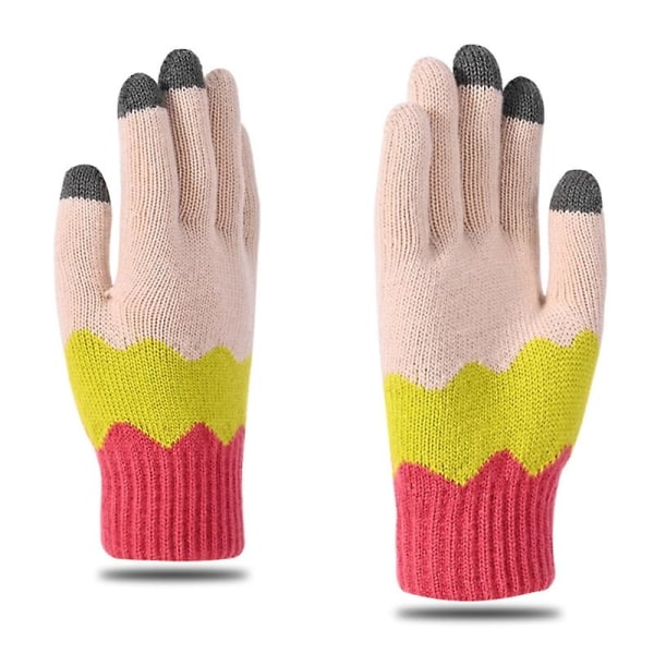 Kalltåliga modevarma stickade handskar Beige