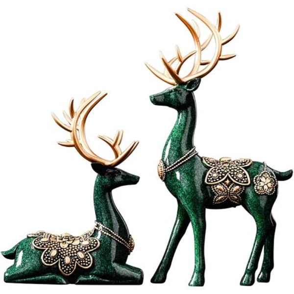 Statuer til boligindretningsfigurer Skulpturer Moderne 11,4" store hjortedekorationer Centerbord Stue Resin 2 stk.