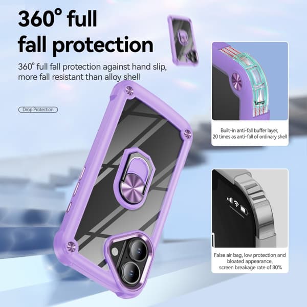 iPhone 16 Plus Deksel Støtsikker Ring Hybrid Lilla 59