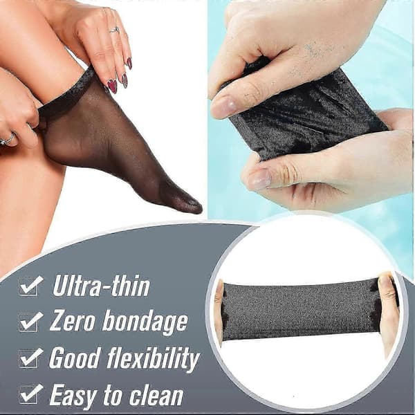 12 par ankelhøje nylonstrømper til kvinder, bløde, silkebløde, korte strømper_Billige gaver[ht] Black