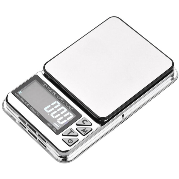 Elektronisk vægt USB-opladning, høj præcision elektronisk vægt smykkevægt (1000/0,01 g)