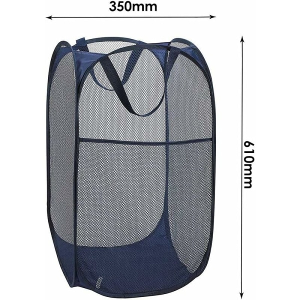Husholdnings foldevasketøjskurv Opbevaringskurv til snavset tøj (2 STK Firkantet mund-sidenet-marineblå),