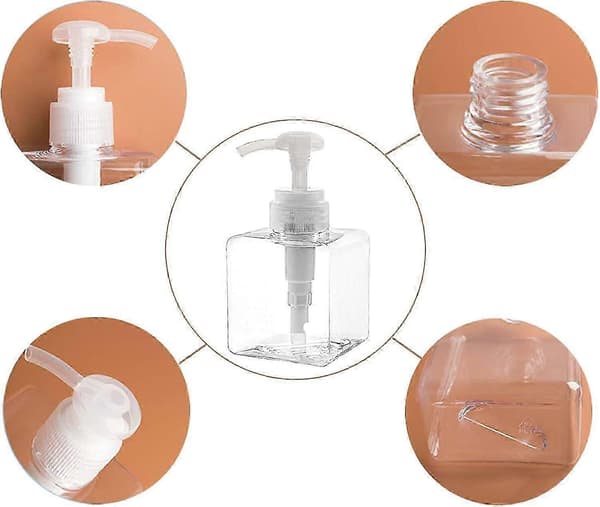 2 st 250 ml / 8,5 oz tomma pumpflaskor påfyllningsbara plastlotionpumpflaskor, schampo kroppstvätt (transparent)