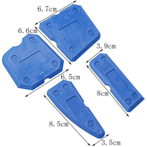 4 kpl set, silikonitiivistysainelaastisaumasarjan tiivistysviimeistelylaite (sininen) ，