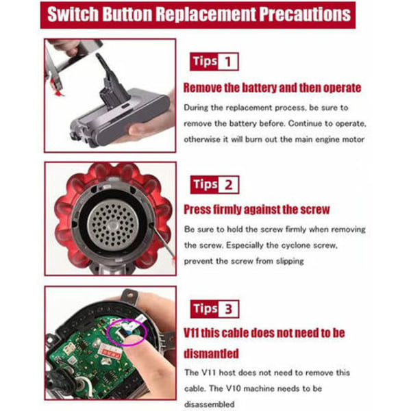 Til Dyson V11/V10 Heavy Duty Vakuum Trigger Switch