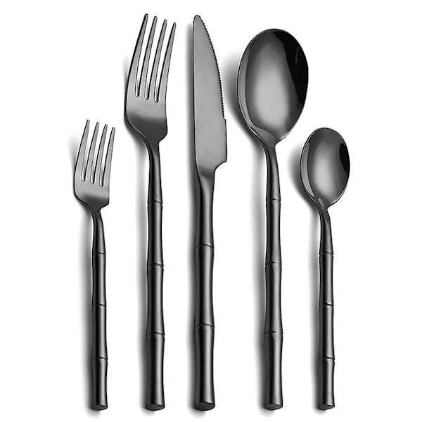5 dele rustfrit stål bestiksæt black