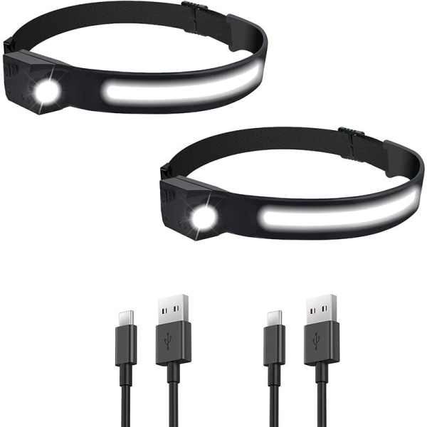 2x Pristar LED-ajovalot Vedenpitävät USB ladattavat COB XPE -ajovalot 5 mallia juoksu-, retkeily-, kilpa- ja pyöräilyllä