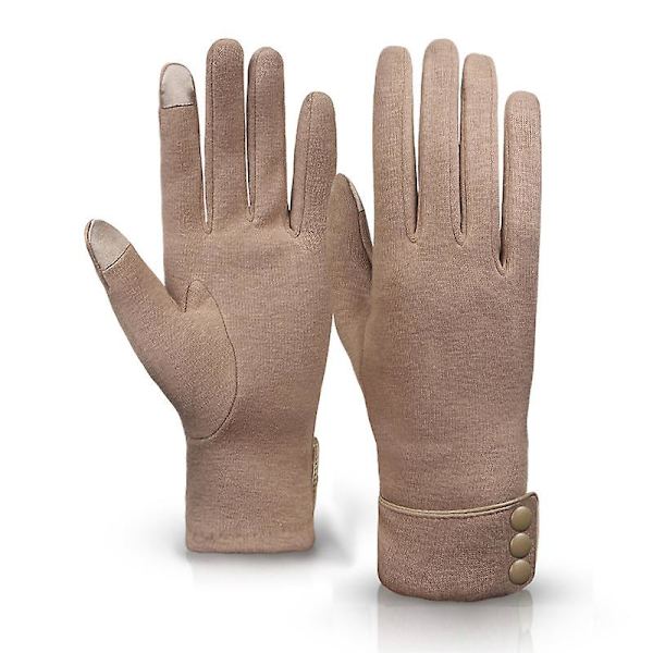 Vintervarma fleecehandskar, pekskärmshandskar Khaki