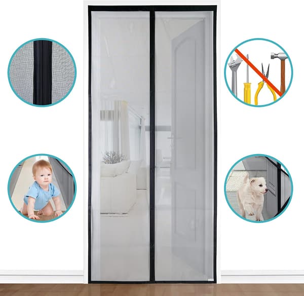 [HT]Magnetisk myggenet til dør (80x210, sort)