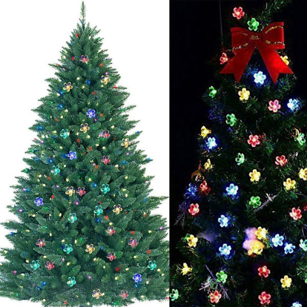 Åtta funktioner Färg Cherry Blossoms 7m 50 LED-lampor Solar Fairy Lights String Lights Utomhusdekoration, för inomhus- en