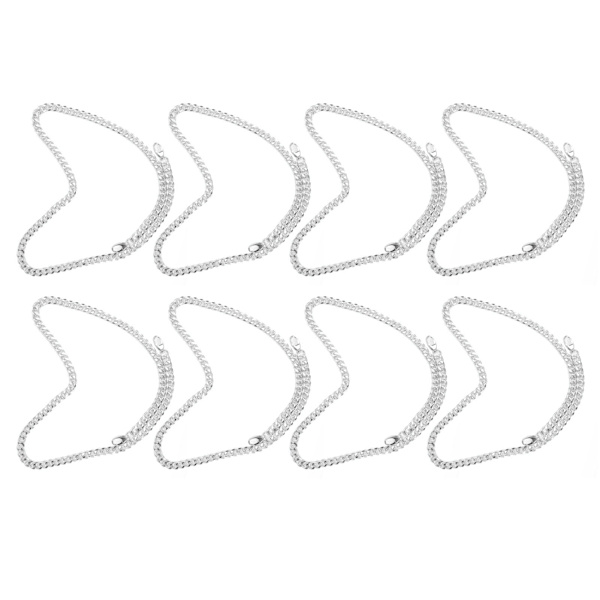 1 meter DIY dekorativ hantverkskedja med 8-sidig fräst oval spänne för smyckestillverkning - set med 8 stycken, silver
