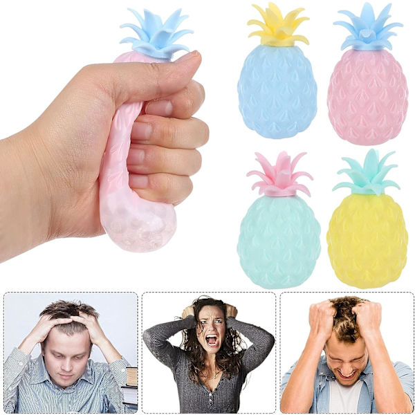 Ananas Stressboll Squeeze Ball Ananas Mjuk leksak Ball Vent Ananas (4st)