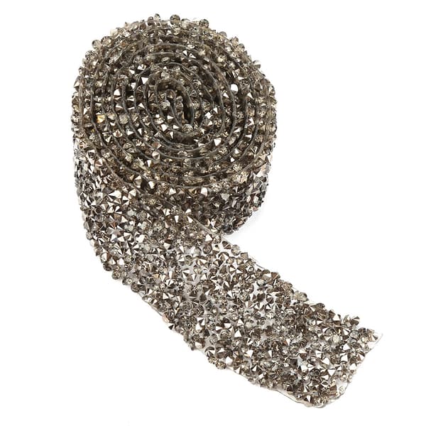 Grå Glitrende Krystall Rhinestone Bånd Dekorasjon 1 Yard 30mm