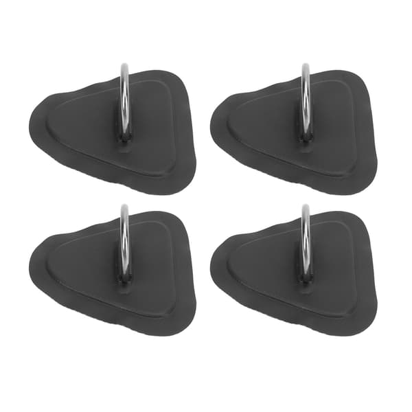 4 stk. D-ring patch rustfrit stål D-ring pad til oppustelig båd surfbræt jolle paddle board sort