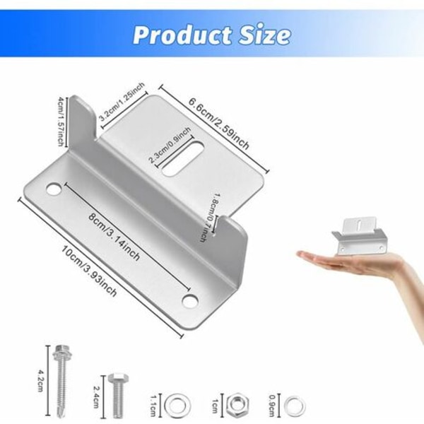 Bitar Solpanel Z-monteringsfäste Aluminiumlegering Solpanel Z Monteringsfästesatser med muttrar och bultar för tak på husbil