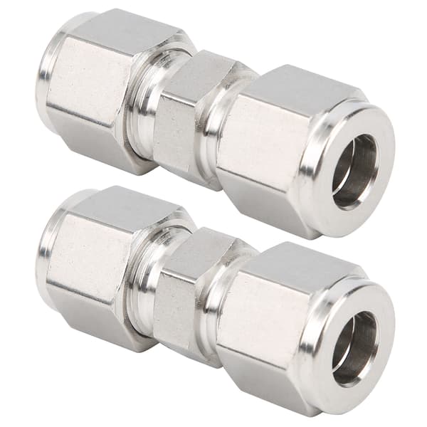 316 rustfrit stål dobbeltmuffe røradapter lige kompressionsfitting 2 STK 10 mm