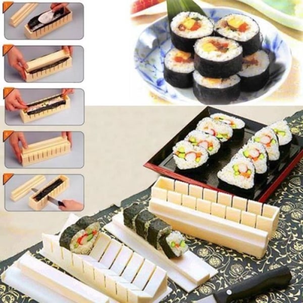 Nya DIY Köksredskap Sushi Kit Hem Hälsosam matlagning Sushi Roll Maker Sushi Verktøysett Sett Köksredskap Gadget Supply Ten sets of molds, one set