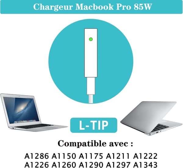 Oplader til MacBook Pro A1212 A1286 A1278 A1181 A1297 Adapter 85W Magnetisk L-tip